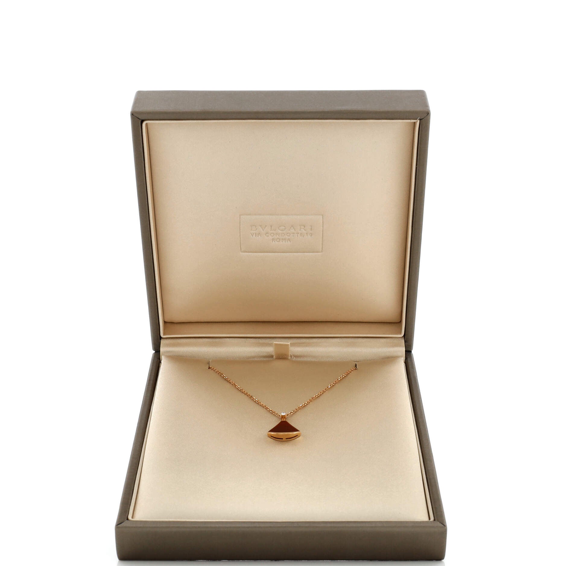 Divas' Dream Pendant Necklace 18K Rose Gold with Carnelian and Diamond Small