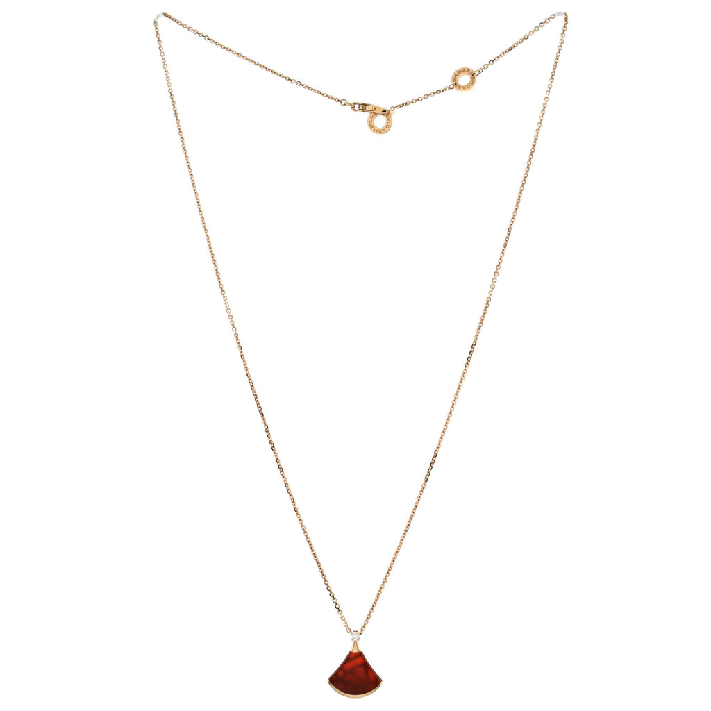 Divas' Dream Pendant Necklace 18K Rose Gold with Carnelian and Diamond Small