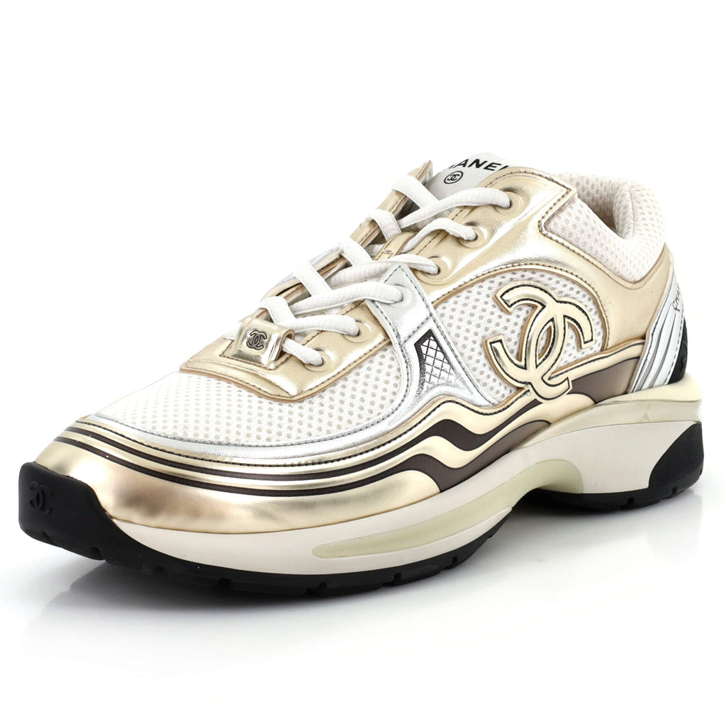 Women's CC Low-Top Sneakers Fabric and Laminated Leather