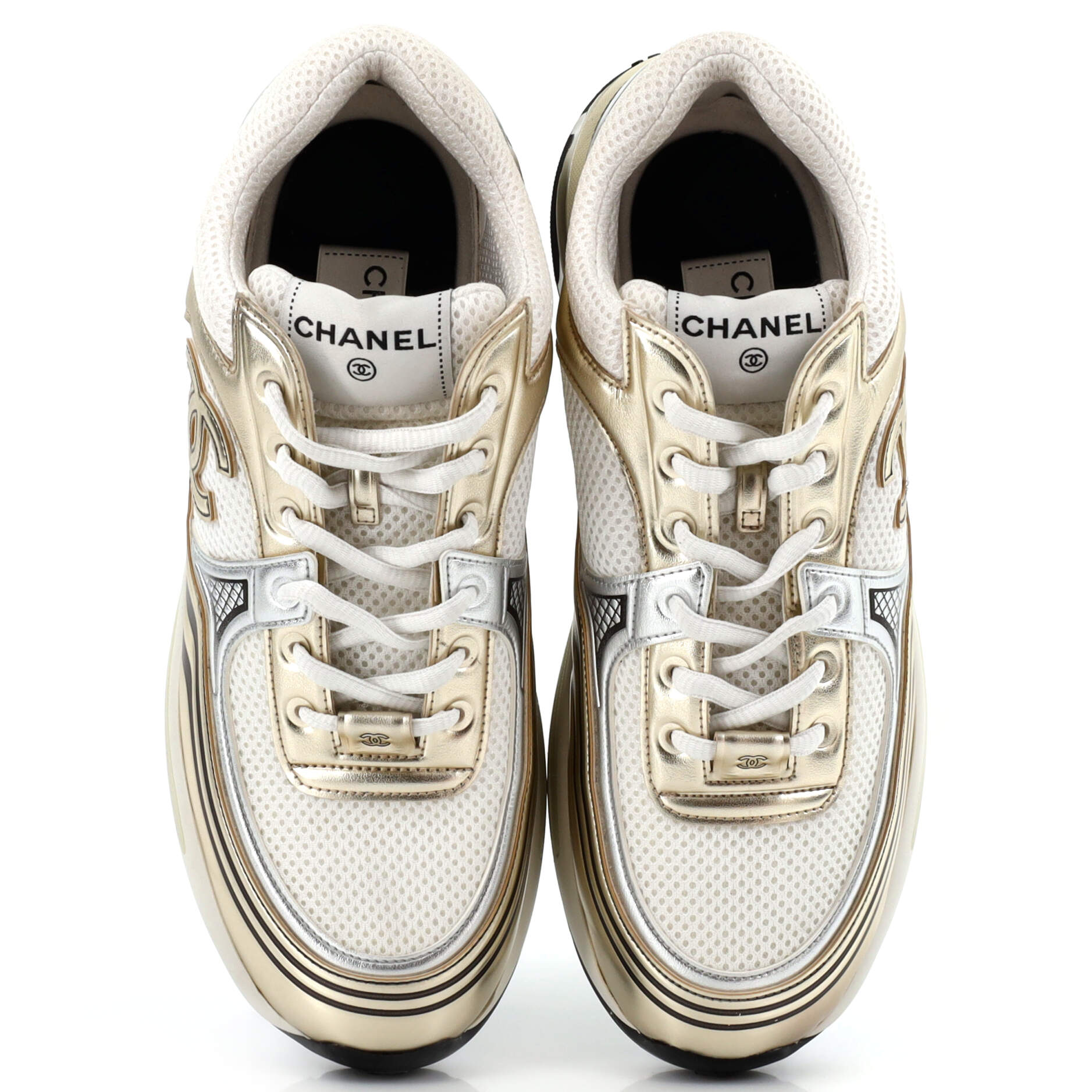 Women's CC Low-Top Sneakers Fabric and Laminated Leather