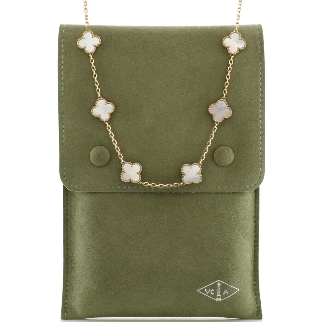 Vintage Alhambra 10 Motifs Necklace 18K Yellow Gold and Mother of Pearl