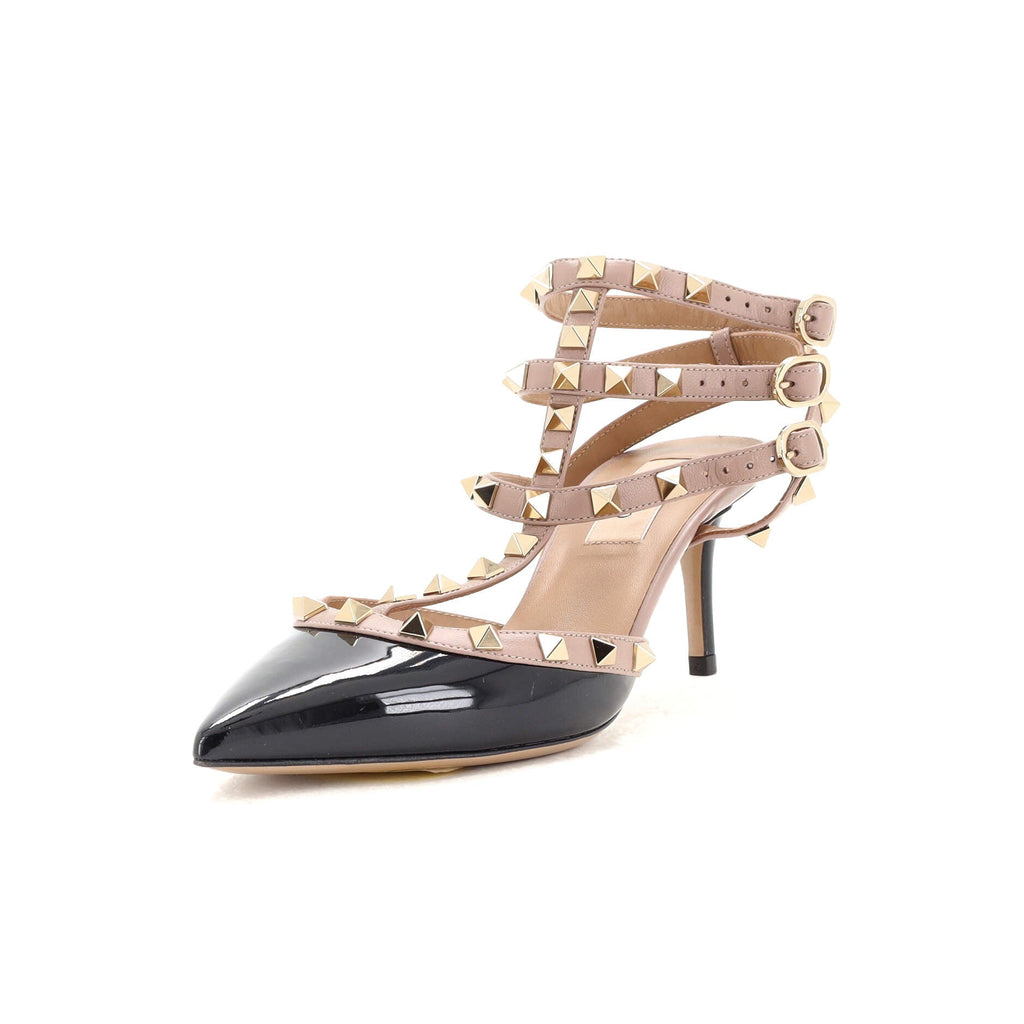 Women's Rockstud Caged Ankle Strap Pumps Patent 65