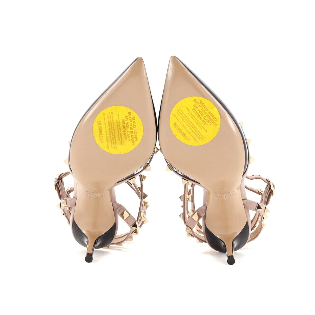 Women's Rockstud Caged Ankle Strap Pumps Patent 65