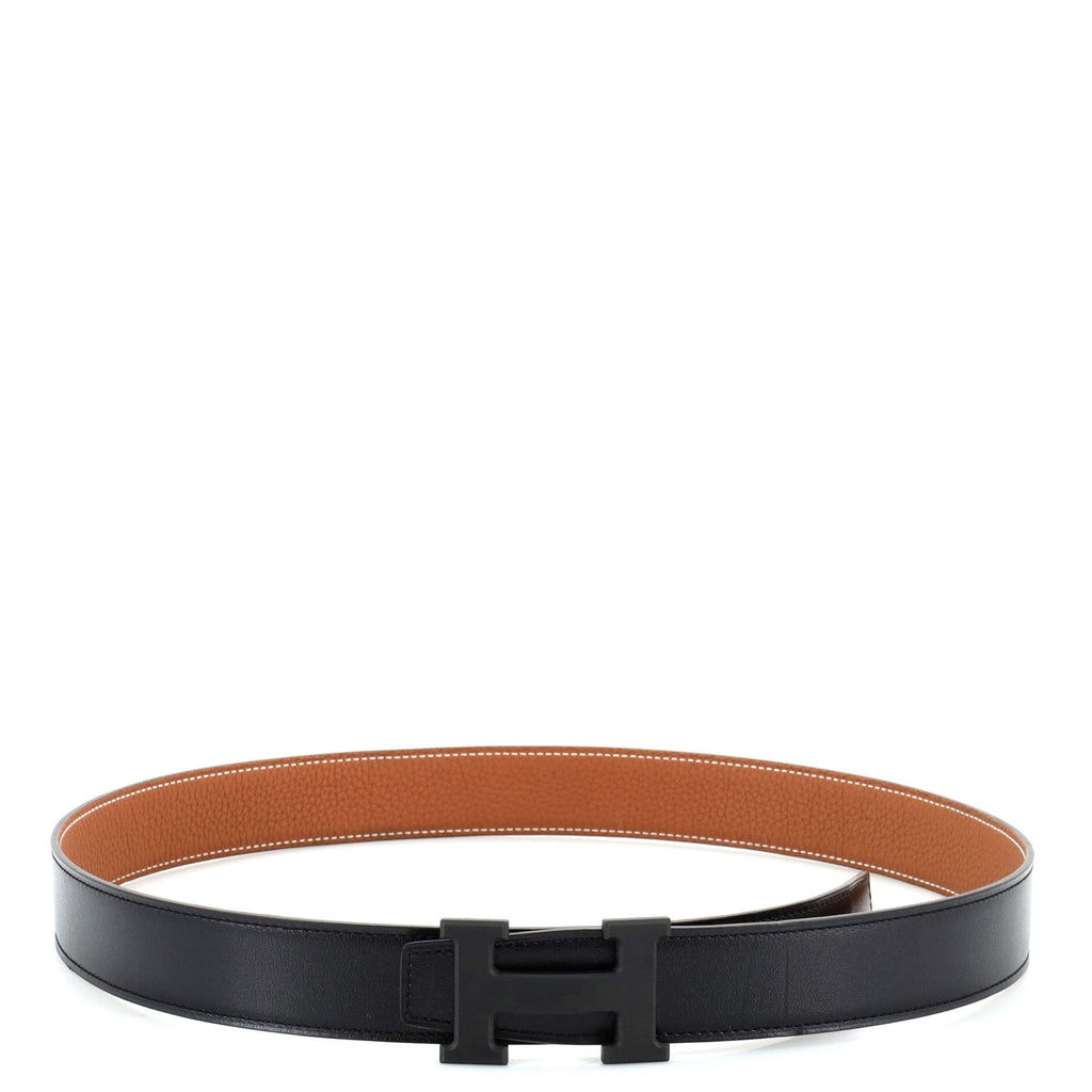 Constance Reversible Belt Leather with So Black Matte Hardware Medium 90