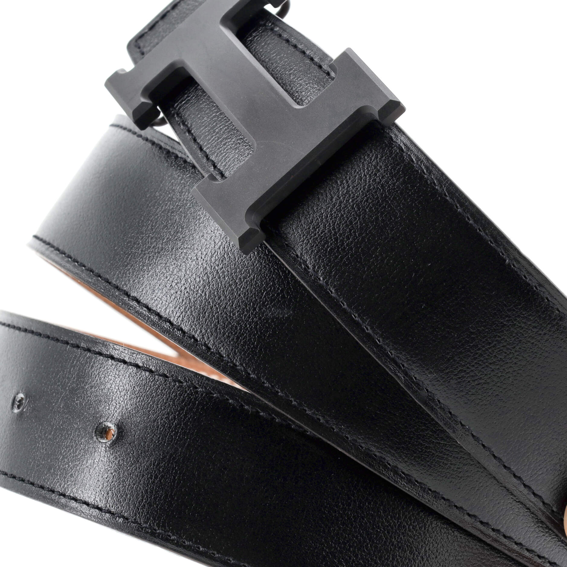 Constance Reversible Belt Leather with So Black Matte Hardware Medium 90