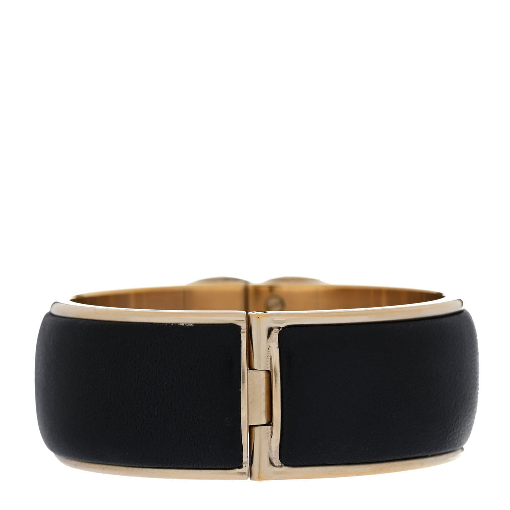 Lambskin CC Turnlock Cuff Bracelet Black Gold