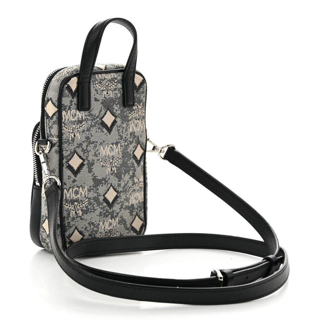 Vintage Jacquard Monogram Crossbody Bag Grey