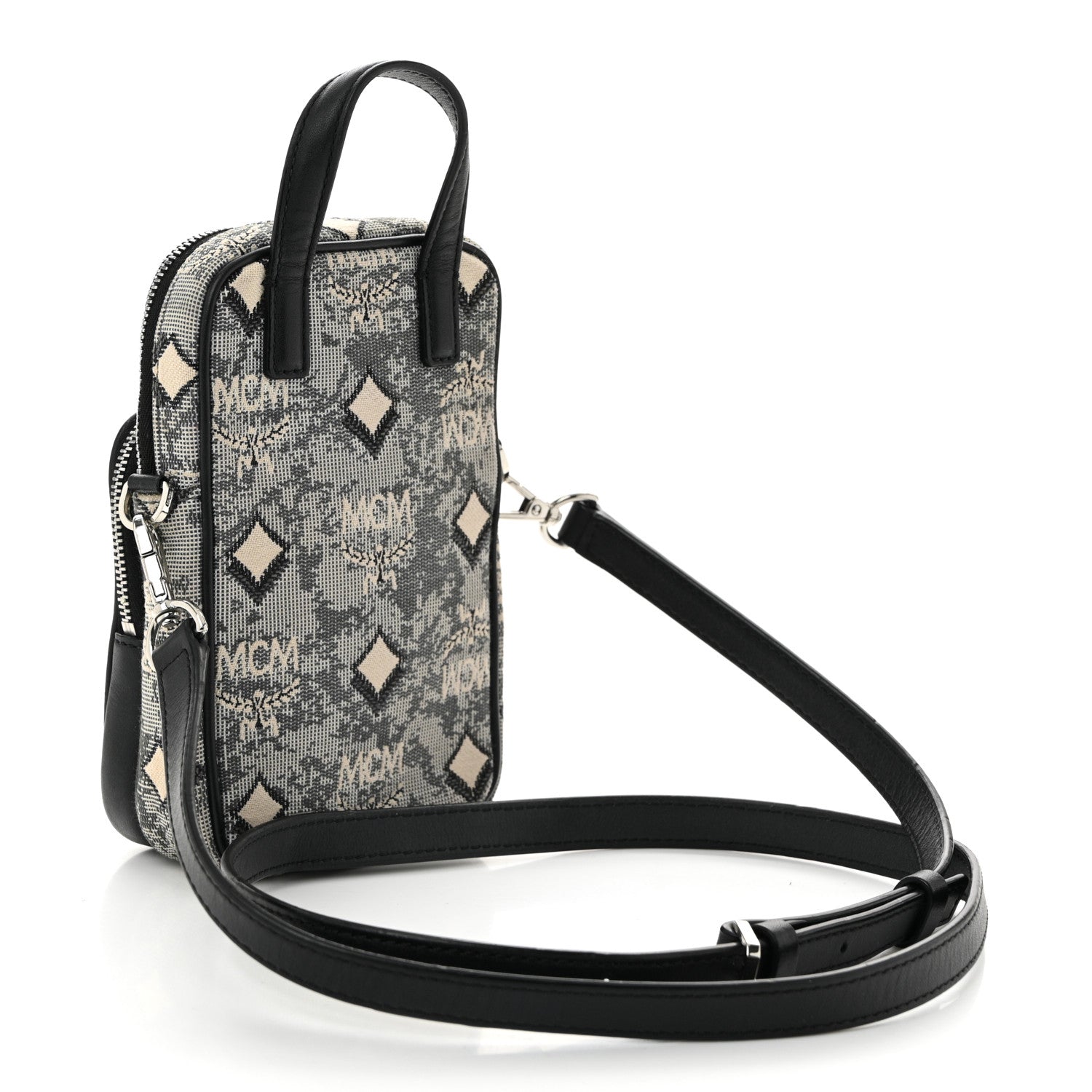 Vintage Jacquard Monogram Crossbody Bag Grey