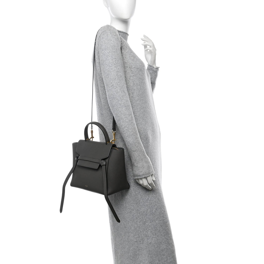 Baby Grained Calfskin Micro Belt Bag Grey