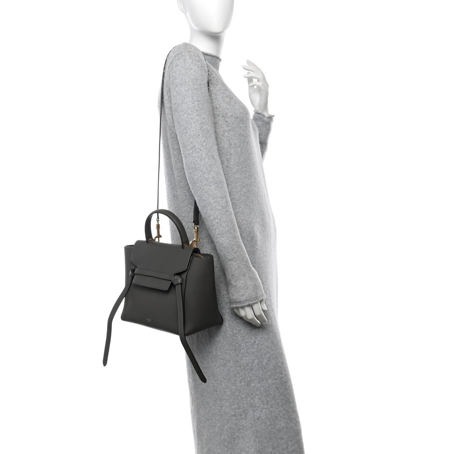 Baby Grained Calfskin Micro Belt Bag Grey