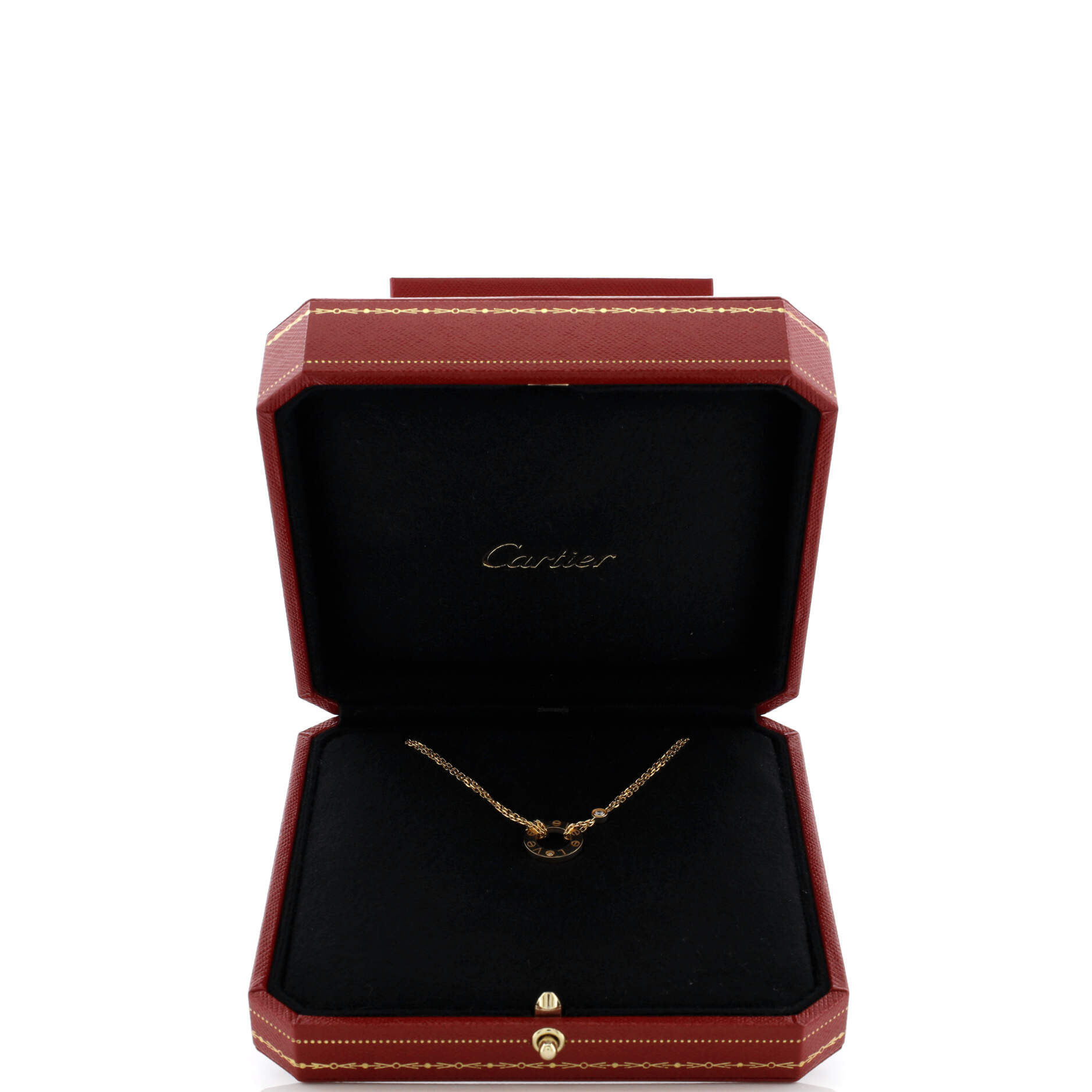 2 Diamonds Love Pendant Necklace 18K Yellow Gold and Diamonds