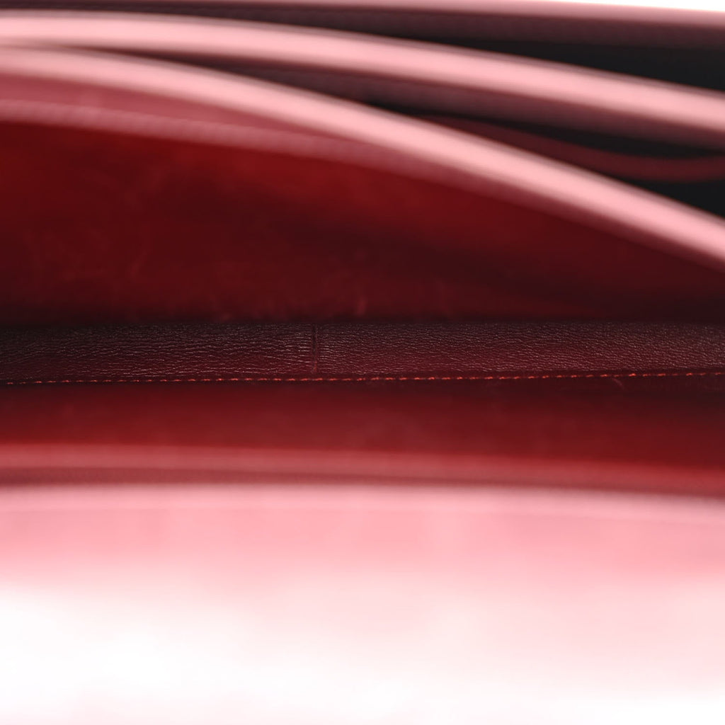 Calfskin Quilted Straight Lined Flap Purple