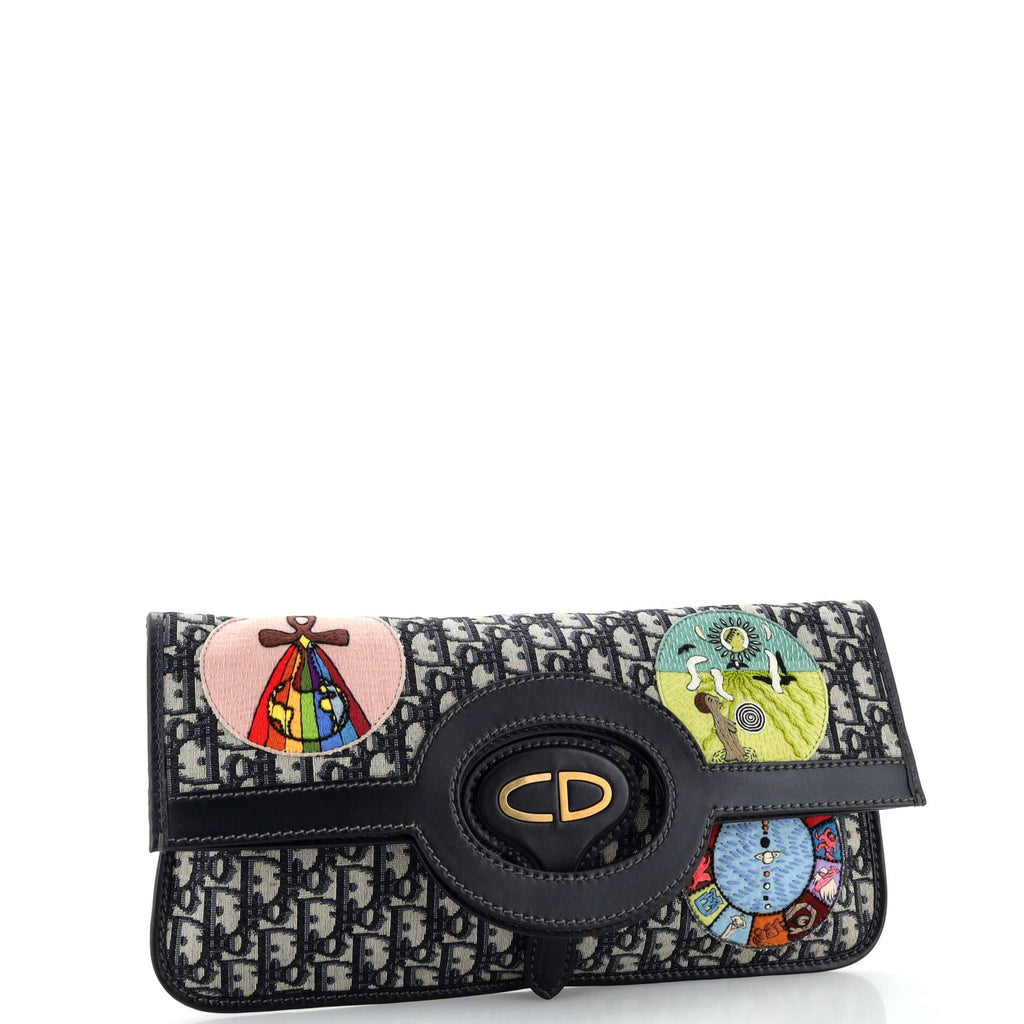 Tarot Fold Over Clutch Embroidered Oblique Canvas