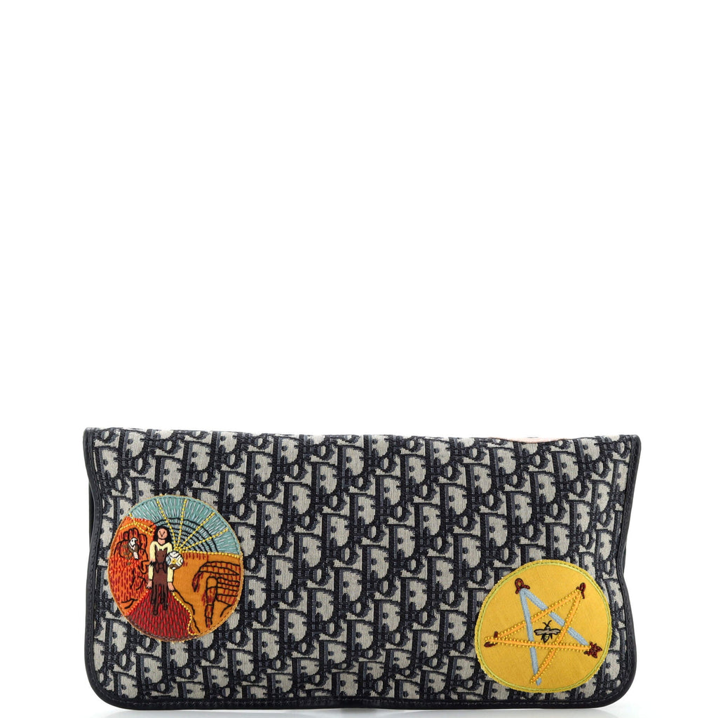 Tarot Fold Over Clutch Embroidered Oblique Canvas