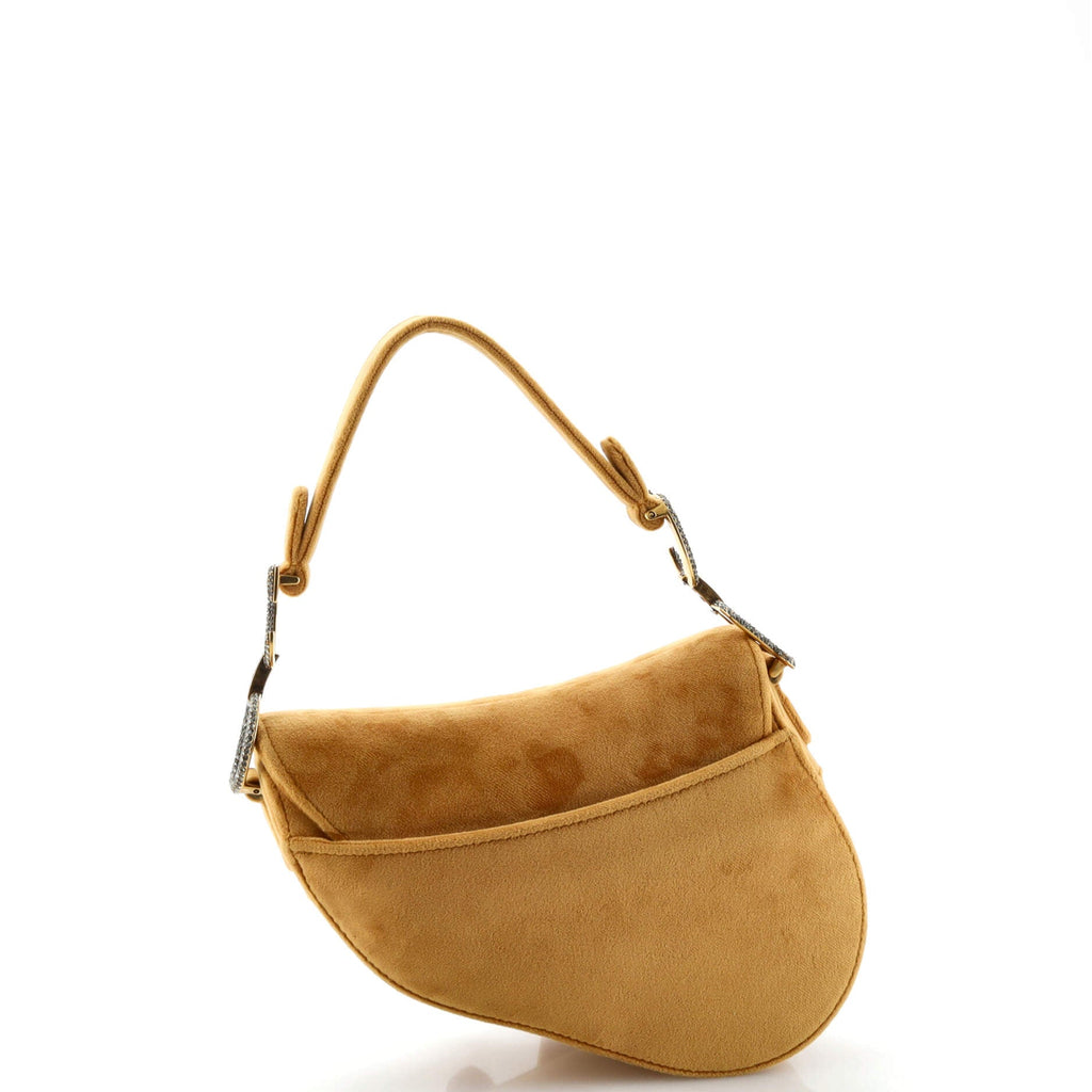 Saddle Handbag Velvet with Crystals Mini