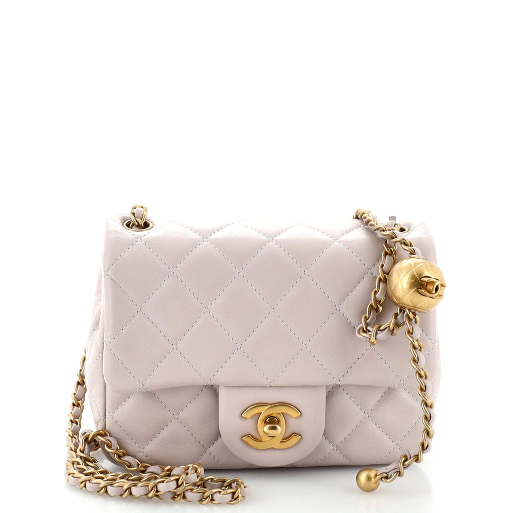 Pearl Crush Square Flap Bag Quilted Lambskin Mini