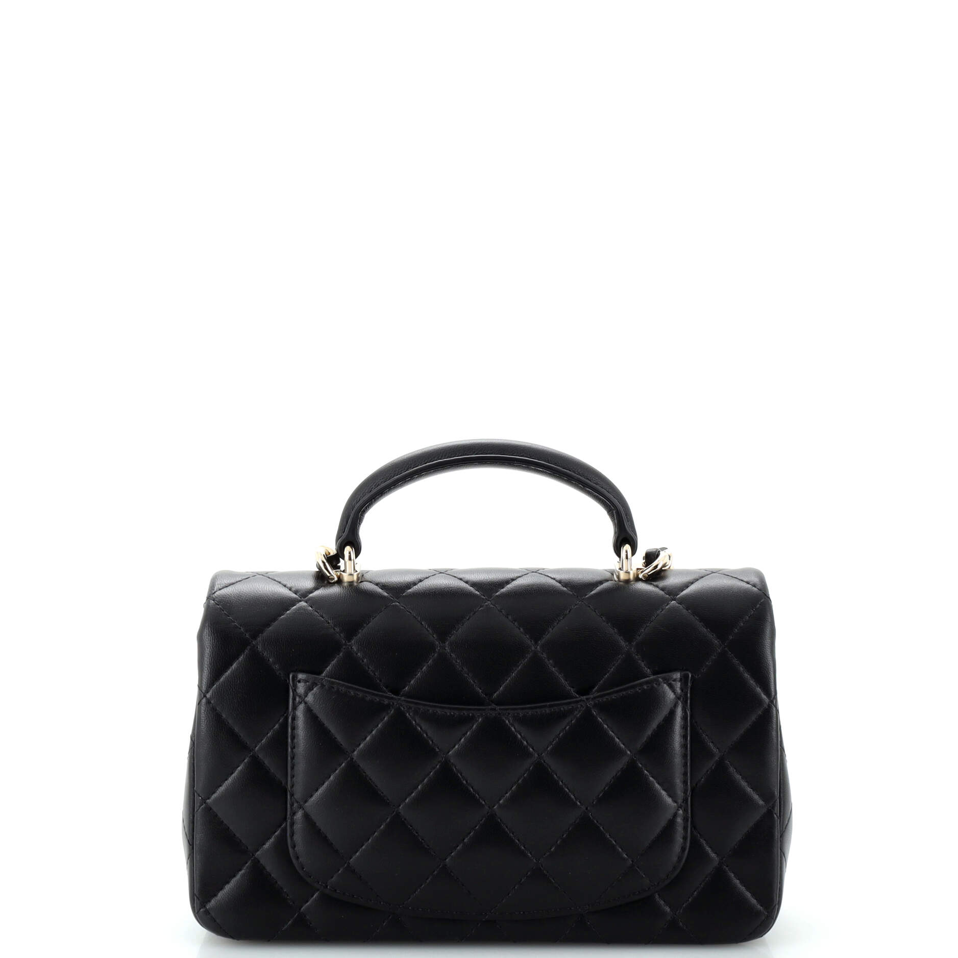 Classic Single Flap Top Handle Bag Quilted Lambskin Mini