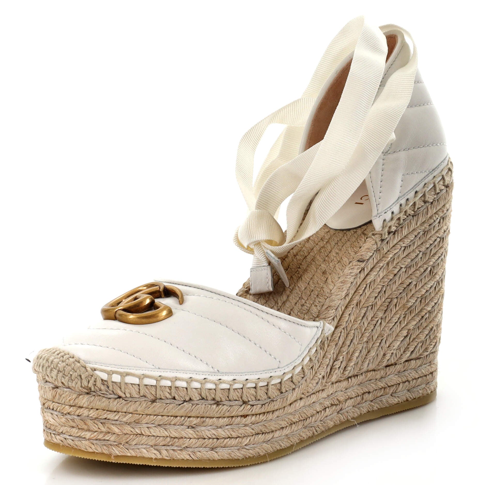 Women's GG Marmont Wedge Espadrilles Matelasse Leather