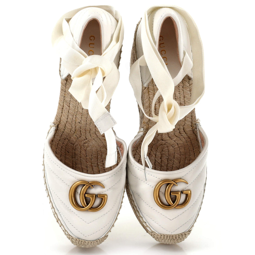 Women's GG Marmont Wedge Espadrilles Matelasse Leather