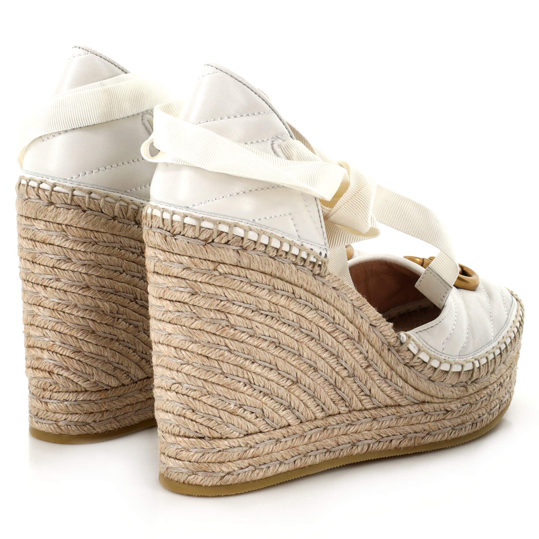 Women's GG Marmont Wedge Espadrilles Matelasse Leather