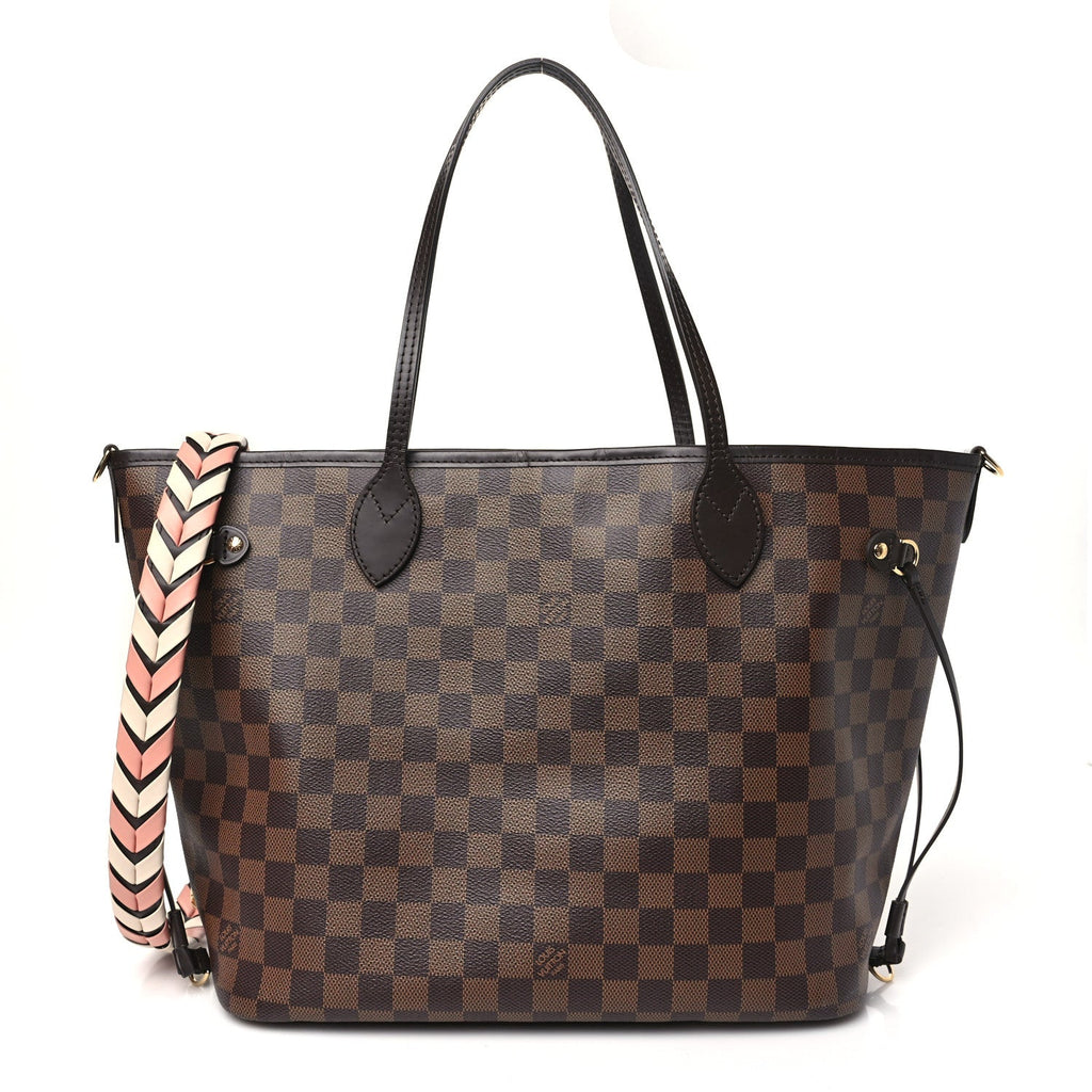 Damier Ebene Braided Neverfull MM Pink