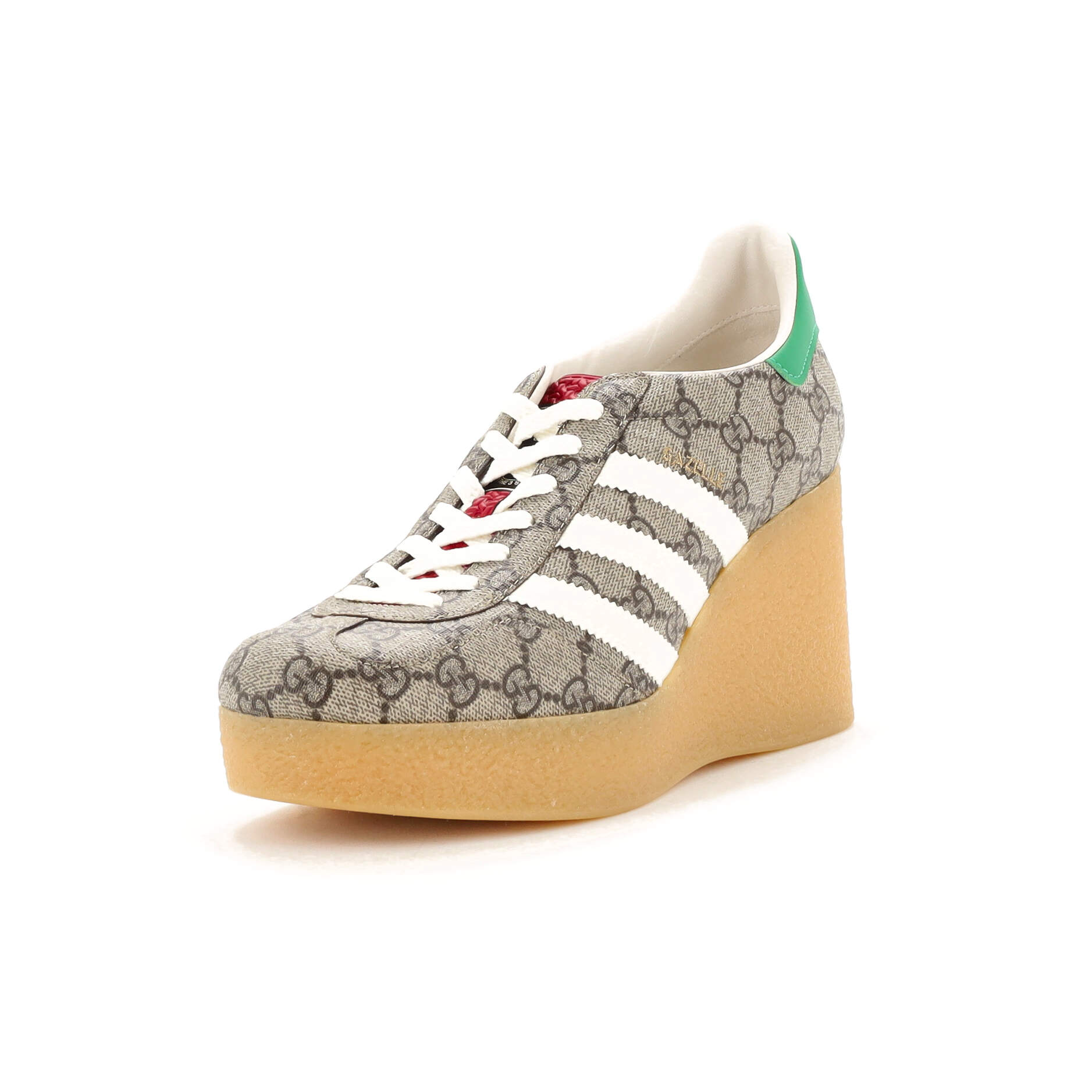 x Adidas Women's Gazelle Wedge Sneakers GG Coated Canvas with Rubber