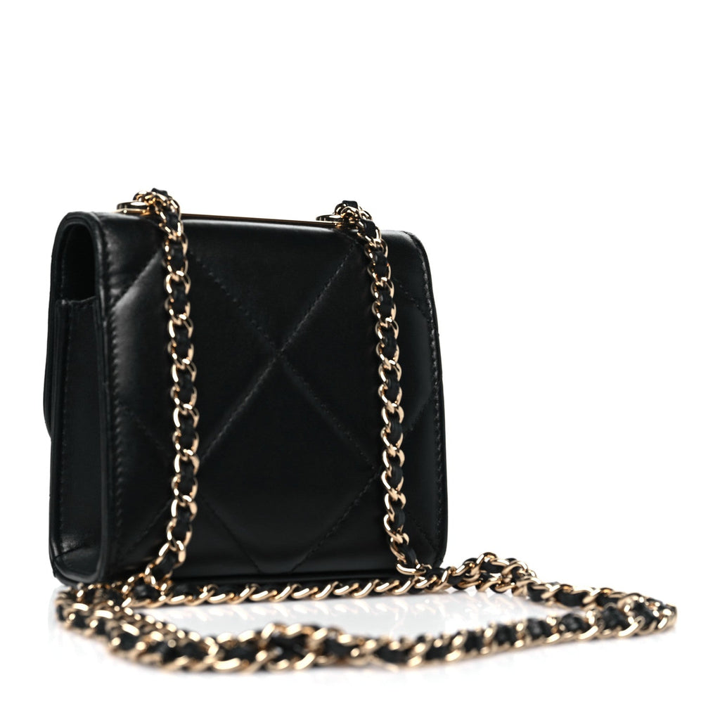 Lambskin Quilted Mini Trendy CC Chain Wallet Black