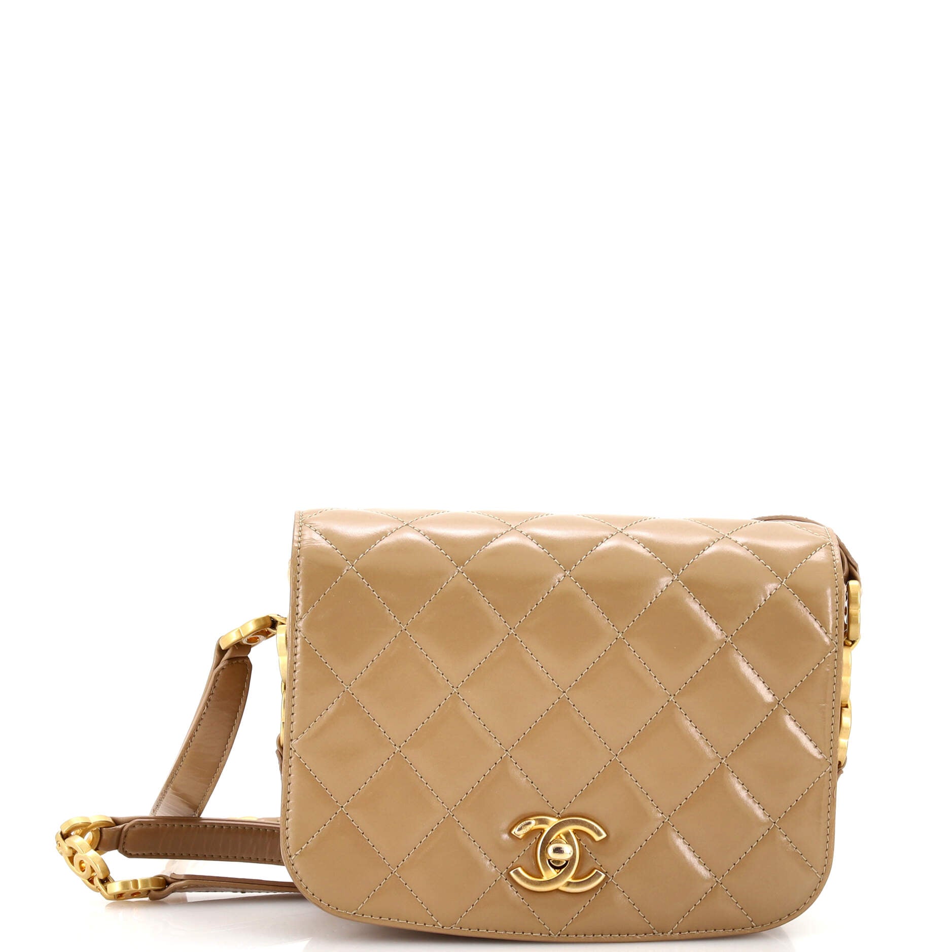 My Sweet CC Full Flap Messenger Bag Quilted Shiny Calfskin with Suede Mini