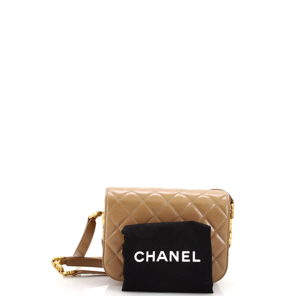 My Sweet CC Full Flap Messenger Bag Quilted Shiny Calfskin with Suede Mini