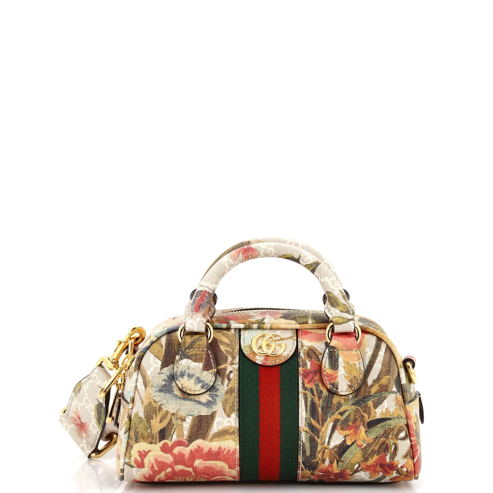 Ophidia Convertible Boston Top Handle Bag Water Flora GG Coated Canvas Mini