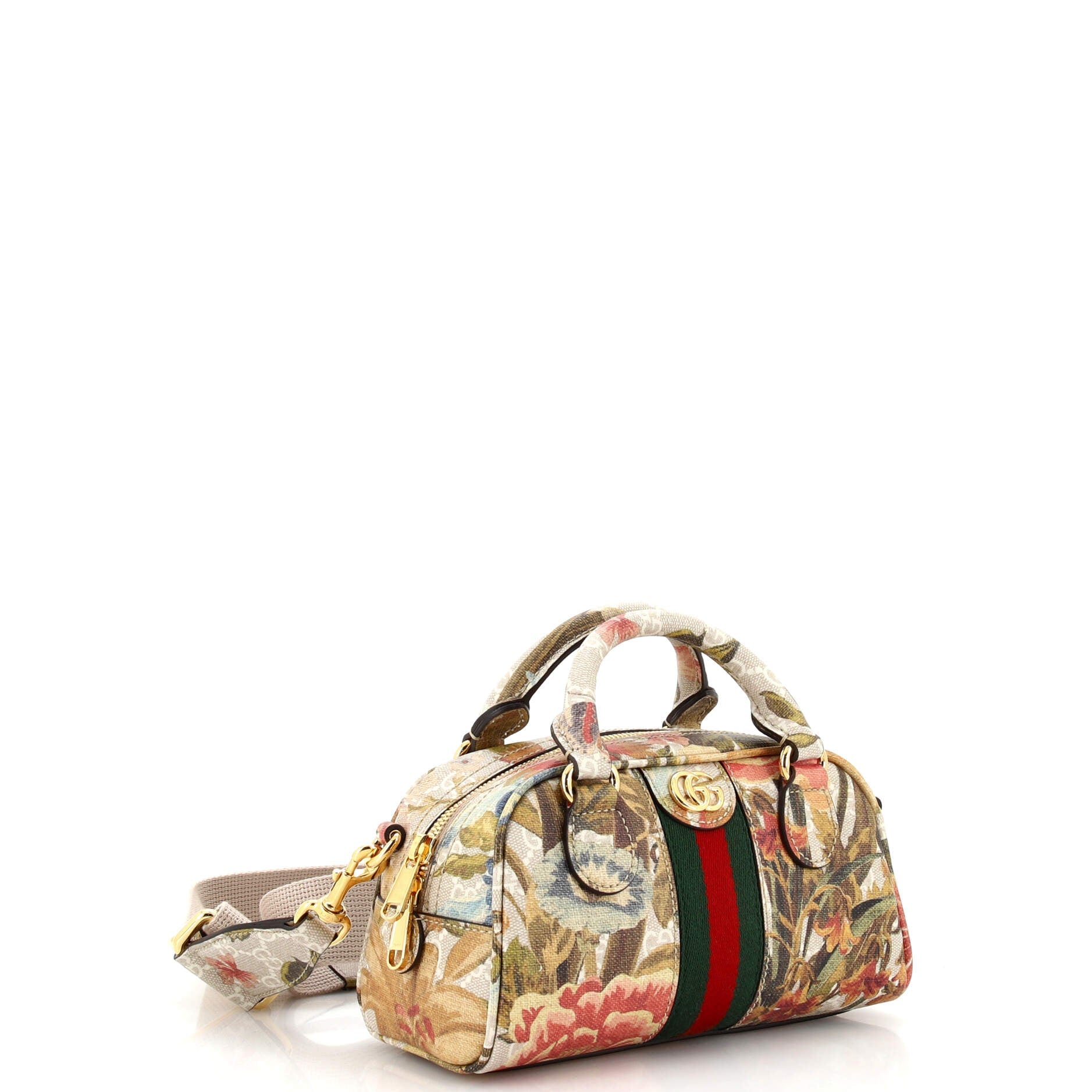 Ophidia Convertible Boston Top Handle Bag Water Flora GG Coated Canvas Mini