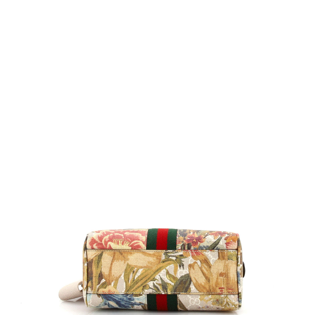 Ophidia Convertible Boston Top Handle Bag Water Flora GG Coated Canvas Mini