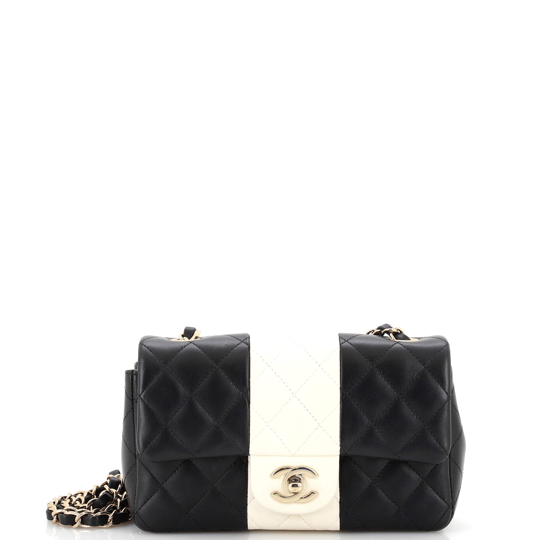 Bicolor Classic Single Flap Bag Quilted Lambskin Mini