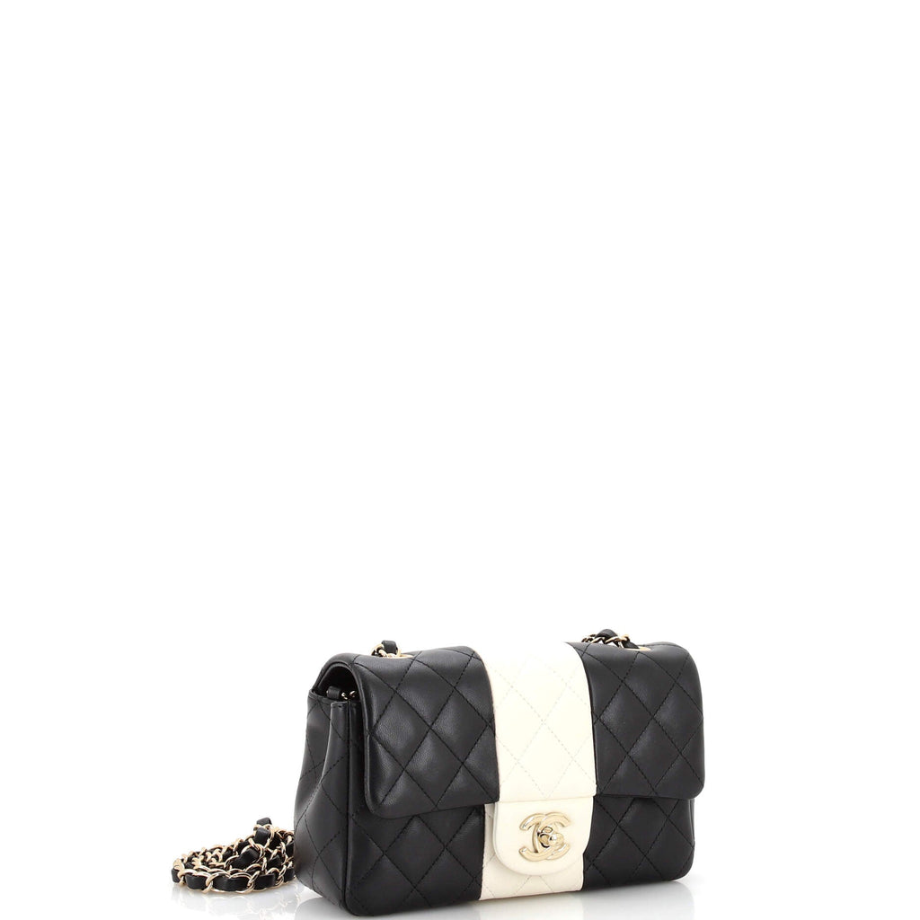 Bicolor Classic Single Flap Bag Quilted Lambskin Mini