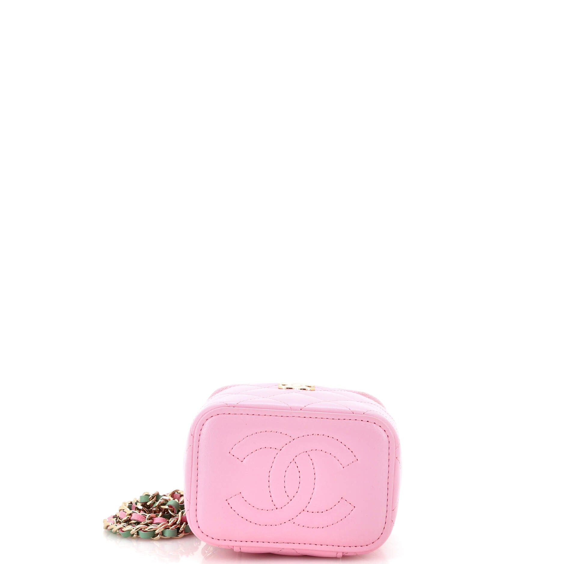 Classic Top Handle Vanity Case with Chain Quilted Lambskin Mini