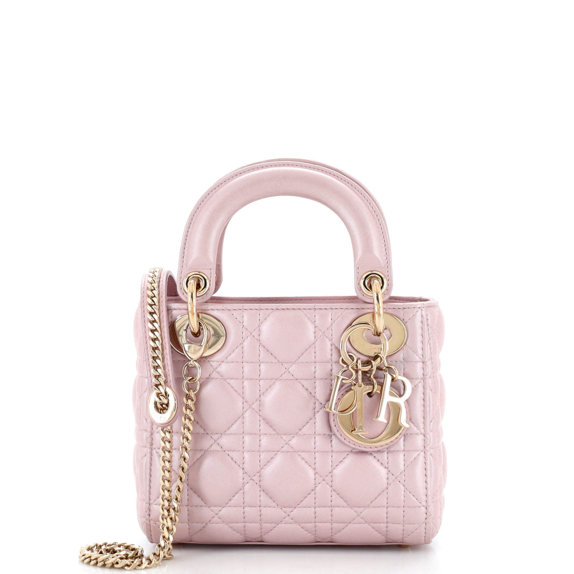 Lady Dior Chain Bag Cannage Quilt Iridescent Leather Mini