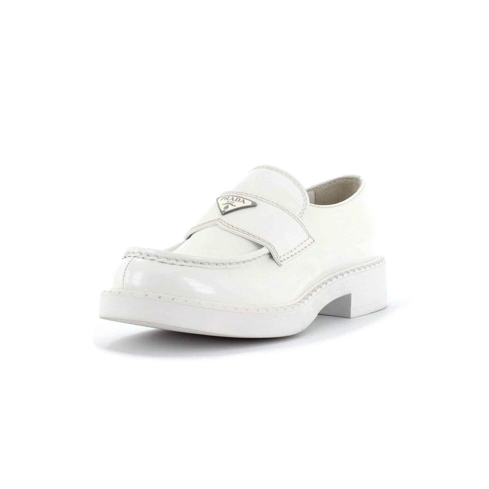 Men's Triangle Logo Loafers Spazzolato Leather