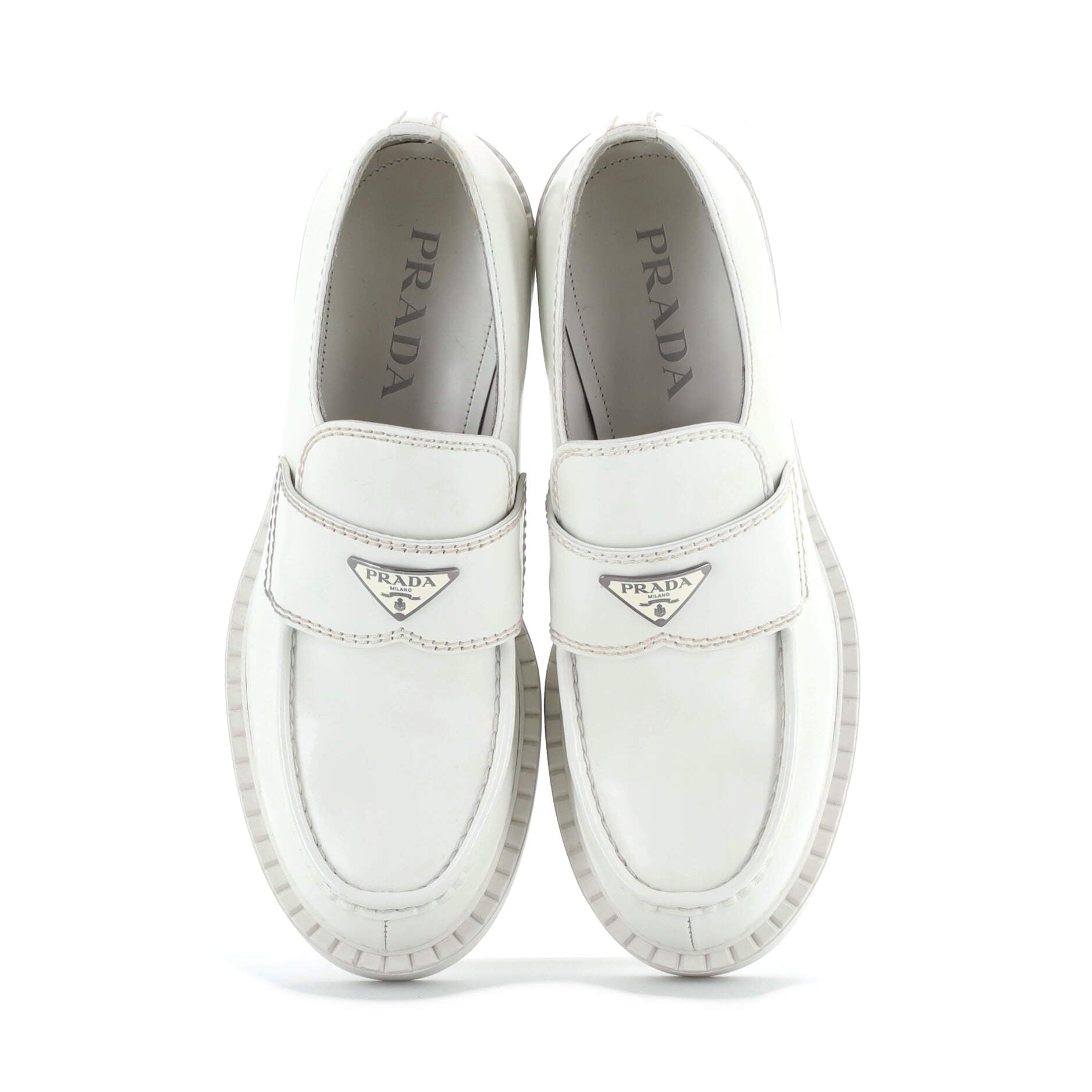 Men's Triangle Logo Loafers Spazzolato Leather