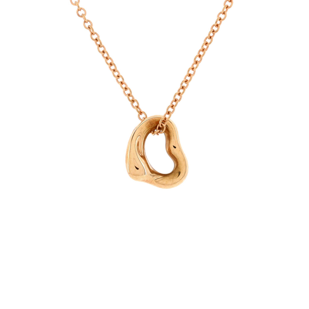 Elsa Peretti Open Heart Pendant Necklace 18K Rose Gold 7mm