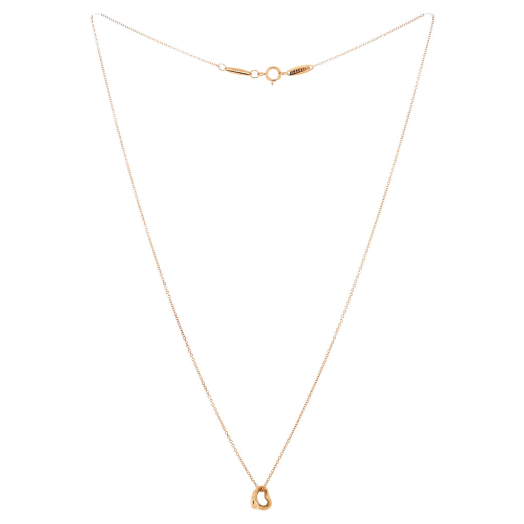 Elsa Peretti Open Heart Pendant Necklace 18K Rose Gold 7mm