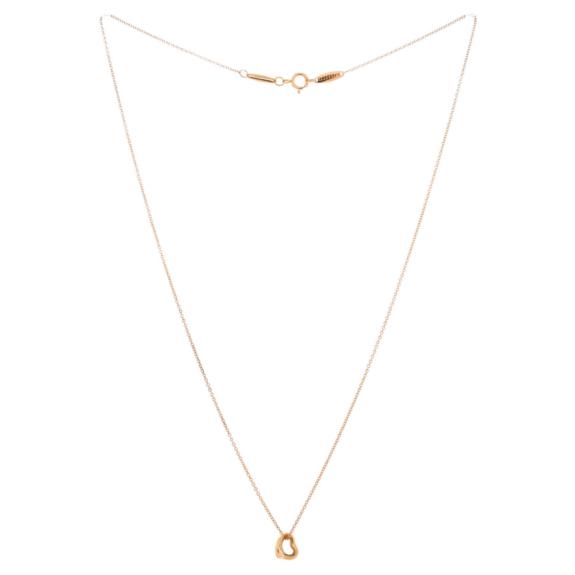 Elsa Peretti Open Heart Pendant Necklace 18K Rose Gold 7mm