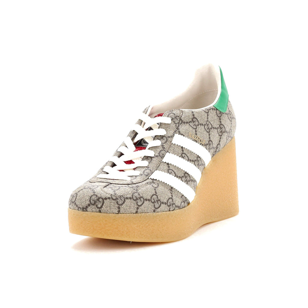 x Adidas Women's Gazelle Wedge Sneakers GG Coated Canvas with Rubber
