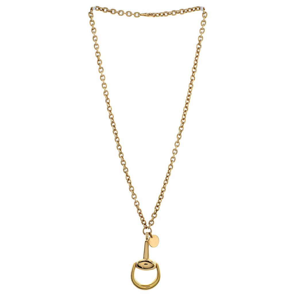 Horsebit Plate Pendant Necklace 18K Yellow Gold