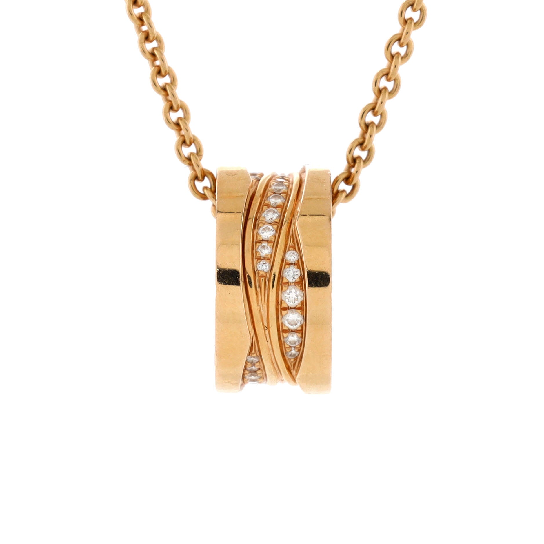 B.Zero1 Design Legend Zaha Hadid Pendant Necklace 18K Rose Gold with Diamonds