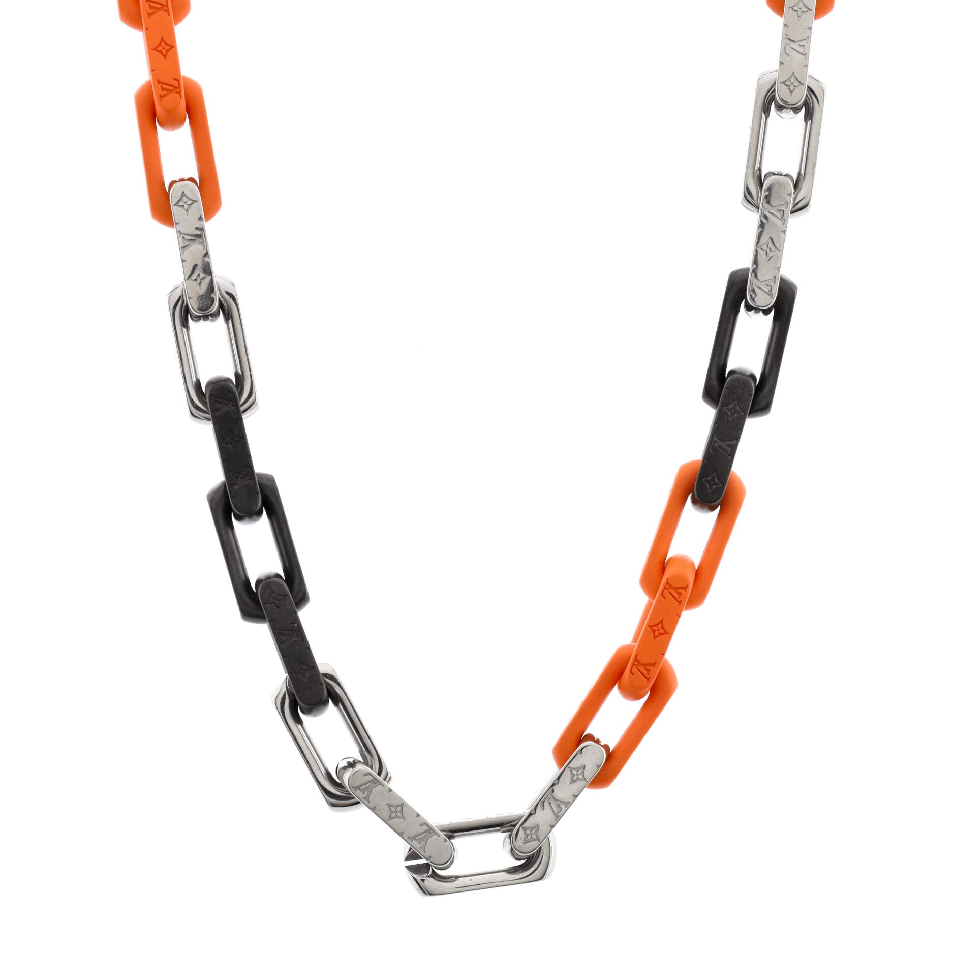 Monogram Chain Necklace Metal with Plexiglass