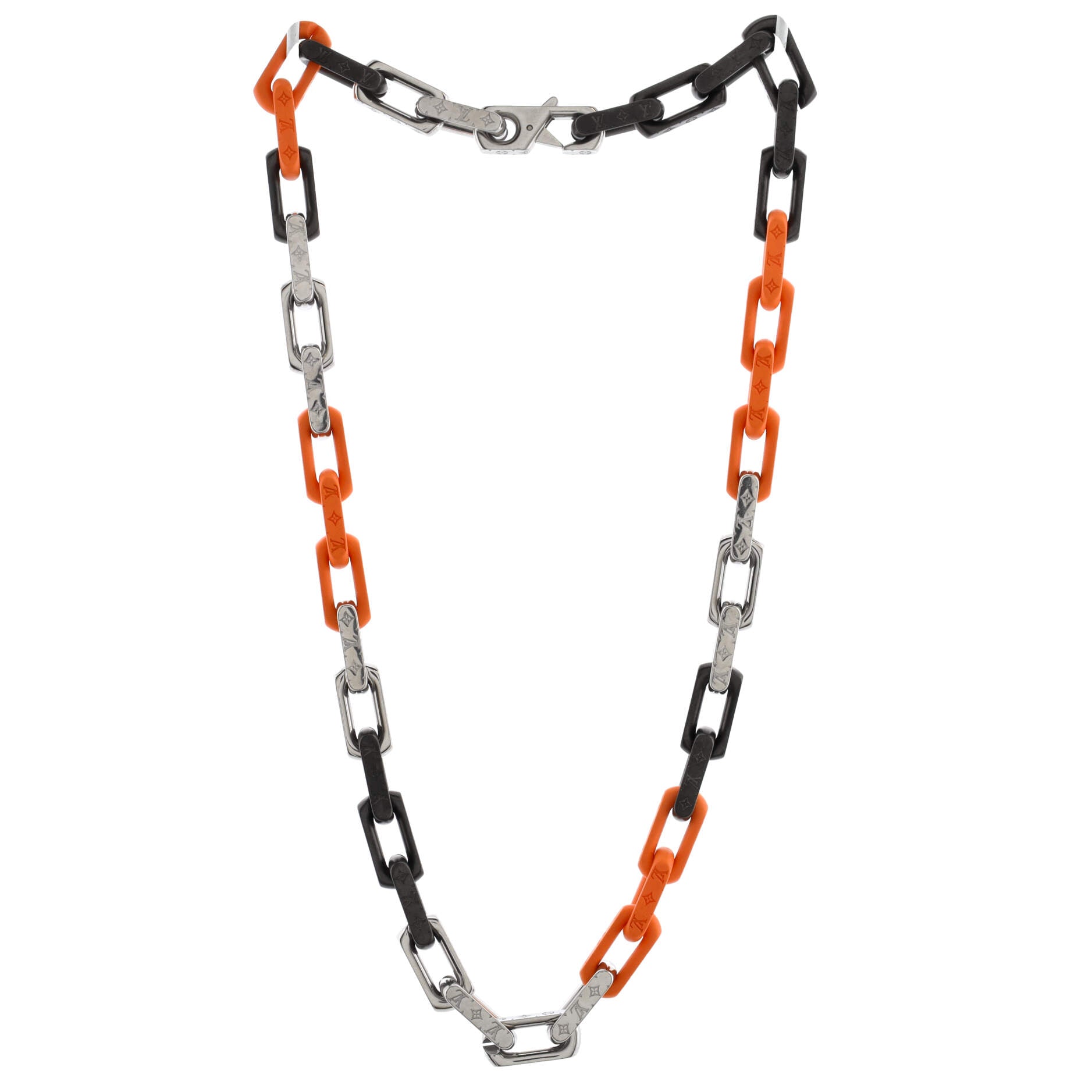 Monogram Chain Necklace Metal with Plexiglass