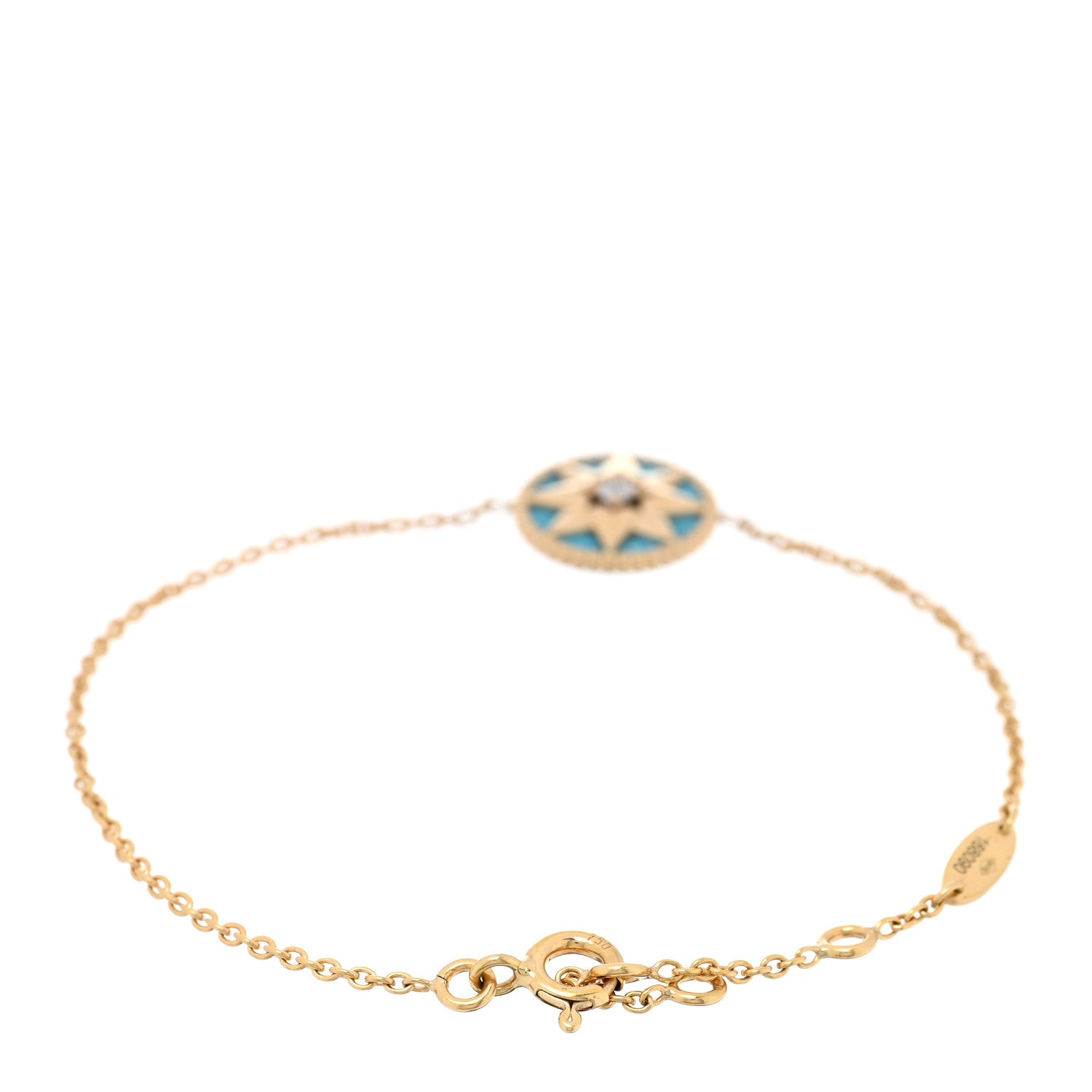 18K Yellow Gold Diamond Turquoise Rose des Vents Bracelet