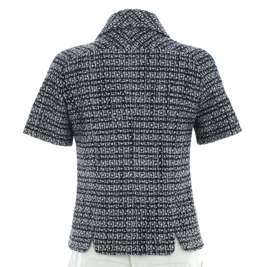 Women's Cropped Sleeve Button Up Jacket Tweed