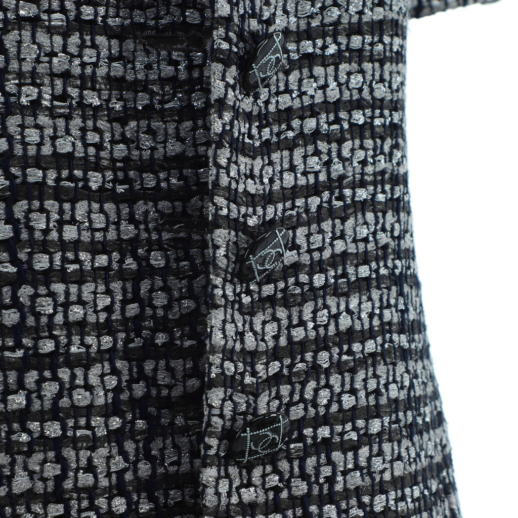 Women's Cropped Sleeve Button Up Jacket Tweed