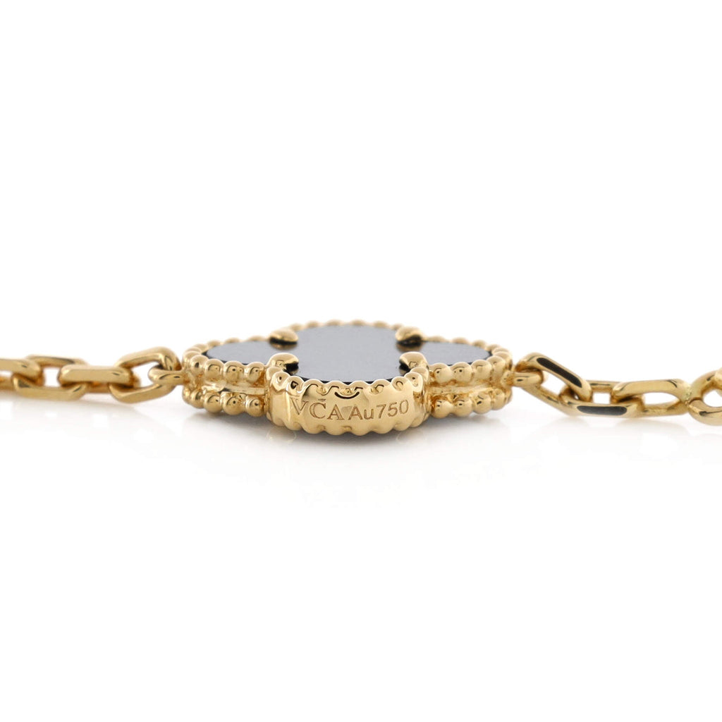 Vintage Alhambra 20 Motifs Necklace 18K Yellow Gold and Onyx